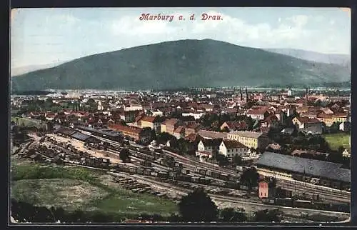 AK Marburg a. d. Drau, Blick auf den Bahnhof