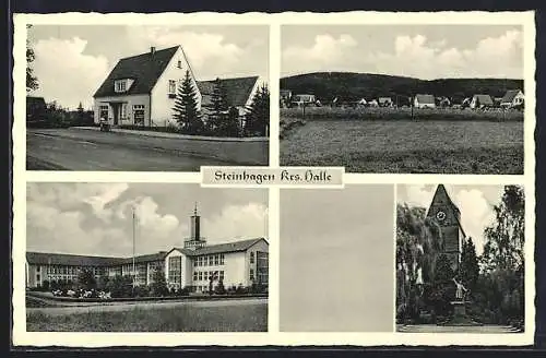 AK Steinhagen / Westf., Kirche, Geschäftshaus, Ortsansicht