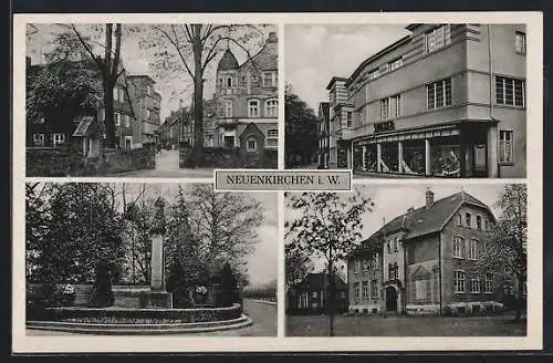 AK Neuenkirchen / Rietberg, Kaufhaus Spieker, Kriegerdenkmal, Ortspartien