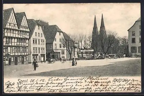 AK Soest, Marktplatz mit Blick zur Kirche