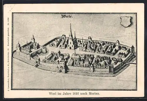 AK Werl, Ortsansicht im Jahre 1646 nach Merian