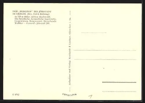 AK Jöhstadt im Erzgeb., Gasthaus Berghof v. Erich Bohring