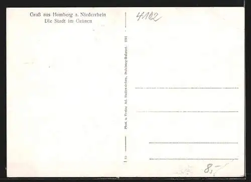 AK Homberg a. Niederrhein, Restaurant Rheingarten, Eisenbahnhafen, Strandbad, strasse