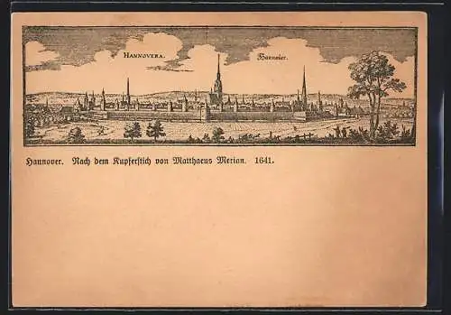 AK Hannover, Ortsansicht im Jahre 1641, nach Merian