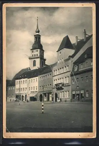 AK Frankenberg /Sa., Markt mit Geschäften