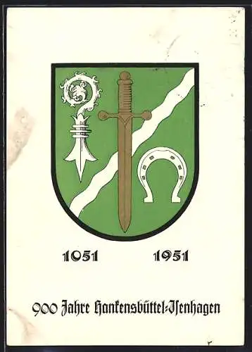 AK Hankensbüttel-Isenhagen, 900 Jahrfeier des Ortes 1951, Wappen