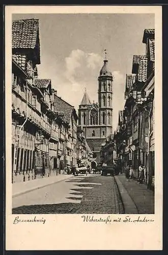 AK Braunschweig, Weberstrasse mit St. Andreas Kirche