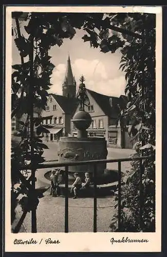 AK Ottweiler /Saar, Partie am Quakbrunnen