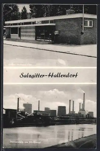 AK Salzgitter-Hallendorf, Postamt, Hüttenwerk am Stichkanal