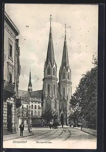 AK Düsseldorf, Blick auf die Marien-Kirche