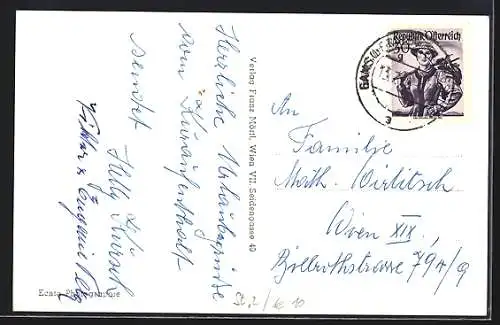 AK Gams ob Frauenthal, Gasthaus und künstlicher Wasserfall