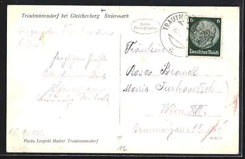 AK Trautmannsdorf bei Gleichenberg, Teilansicht mit Kirche