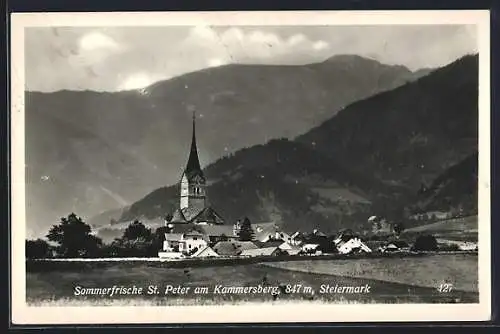 AK St. Peter am Kammersberg, Teilansicht mit Kirche
