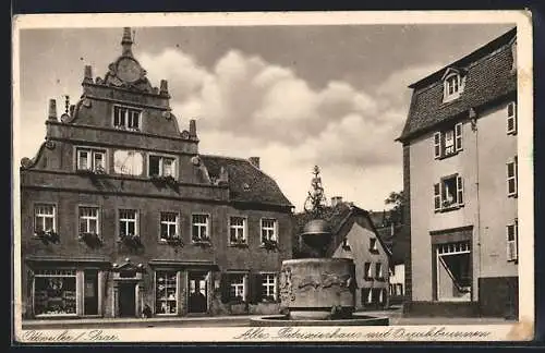 AK Ottweiler /Saar, Altes Patrizierhaus und Quakbrunnen