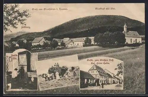 AK Glashütten /Taunus, Gasthaus zum Weissen Ross, Ortsansicht