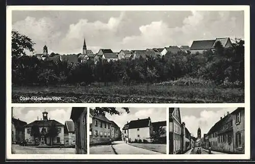 AK Ober-Flörsheim, Ortsansicht und Strassenpartien