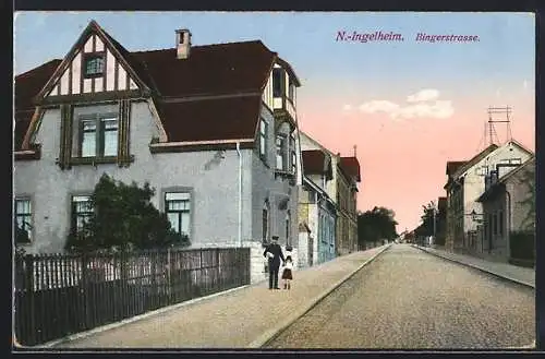 AK N.-Ingelheim, Blick in die Bingerstrasse