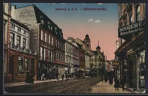 AK Hamburg-Harburg, Blick in die 1. Wilstorferstrasse