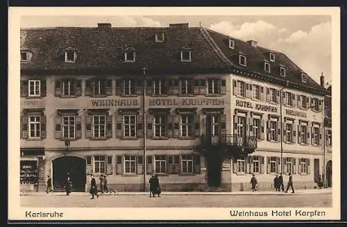 AK Karlsruhe, Ansicht vom Weinhaus Hotel Karpfen