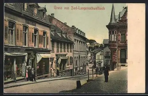 AK Bad Langenschwalbach, Strassenpartie mit Victoria-Hotel