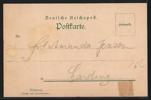 Lithographie Wiesbaden, Totalansicht u. Badeanstalt