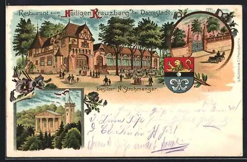 Lithographie Darmstadt, Restaurant zum Heiligen Kreuzberg, Wappen