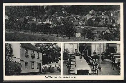 AK Lorsbach i. T., Teilansicht, Gasthaus und Essenssaal