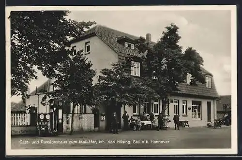 AK Stelle / Burgdorf, Gast- & Pensionshaus zum Maikäfer, Inh. Karl Hüsing, Tankstelle