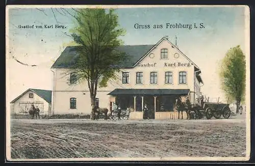 AK Frohburg i. S., Gasthof von Karl Berg, Aussenansicht