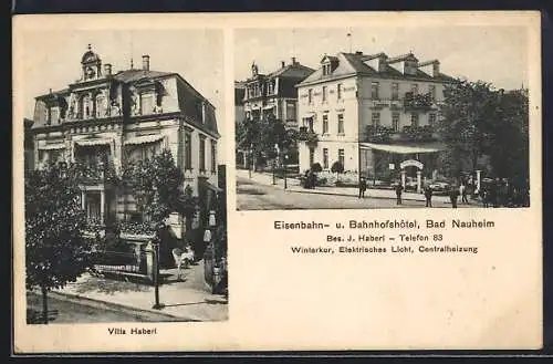 AK Bad Nauheim, Eisenbahn- und Bahnhofshotel J. Haberl, Villa Haberl