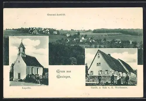 AK Gauingen, Totalansicht, Kapelle und Gasthaus zum Eck von E. Waidmann