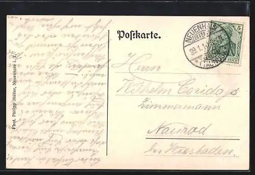 AK Neuenhain i. Taunus, Kriegerdenkmal und Gasthaus Nassauer Hof v. Karl Bierbrauer