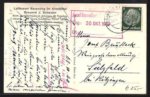 AK Neuessing im Altmühltal, Brauerei und Gasthof J. Schwaier, Depertage und Bad