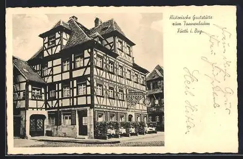 AK Fürth i. Bay., Gaststätte zum Tannenhain, Aussenansicht, Bes. Heinrich Fürsattel