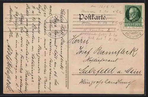 Lithographie Hof i. Bayern, Bahnhof-Hotel Kaiserhof, Bes. C. Delaporte