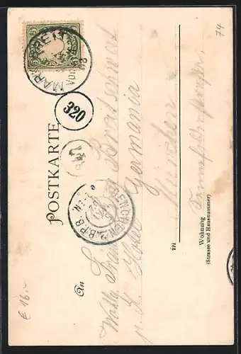 Lithographie Marktbreit, Mainthor und Flusspartie