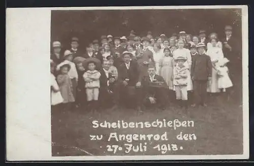 AK Angenrod, Scheibenschiessen 1913, Gruppenbild mit Kindern