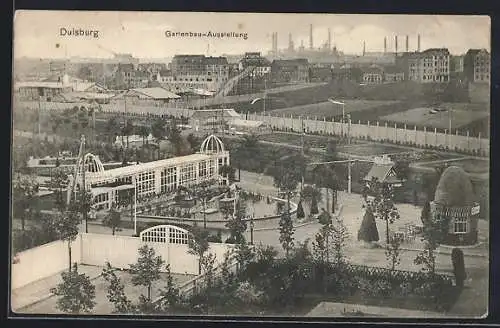 AK Duisburg, Gartenbau-Ausstellung 1908, Festplatz aus der Vogelschau