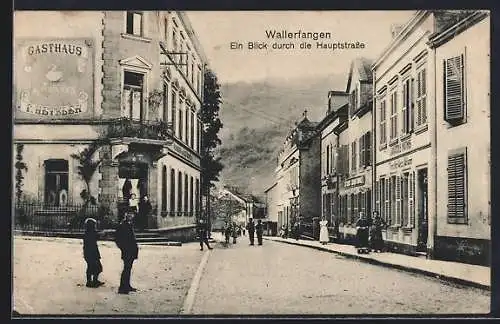 AK Wallerfangen, Blick durch die Hauptstrasse