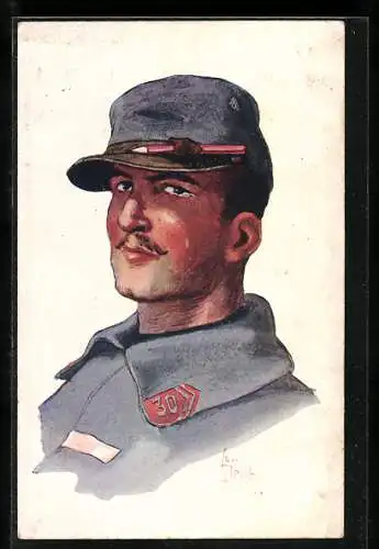 AK Französischer Infanteriesoldat, Portrait