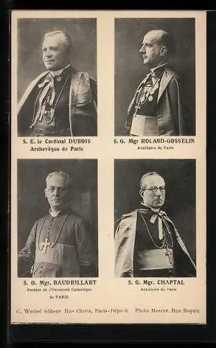 AK Cardinal Dubois, Roland Gosselin, Mgr. Baudrillart, Mgr. Chaptal