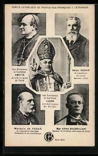 AK Son Eminence le Cardinal Lucon, Son Eminence le Cardinal Amette, Denys Cochin, Marquis de Vogue, Mgr Alfred Baudrilla