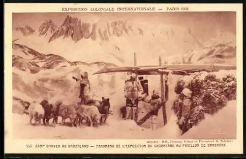 AK Paris, Exposition coloniale internationale 1931, Pavillon de Danemark, Expedition, Camp d`Hiver au Groenland