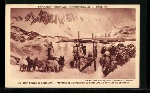 AK Paris, Exposition coloniale internationale 1931, Pavillon de Danemark, Expedition, Camp d`Hiver au Groenland