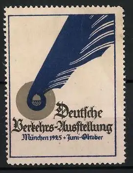 Reklamemarke München, Deutsche Verkehrs-Ausstellung 1925, geflügeltes Rad