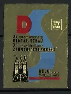 Reklamemarke Köln, XV. Internationale Dental-Schau, Zahnarztkongress mit Dom, 1962