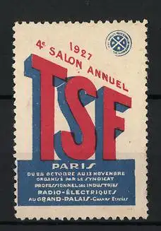 Reklamemarke Paris, 4e Salon Annuel TSF 1927, Grand Palais-Symbol