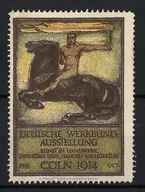 Reklamemarke Köln, Deutsche Werkbund Ausstellung 1914, Reiter auf Pferd