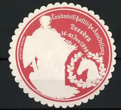 Reklamemarke Dresden, Landwirtschaftliche Ausstellung 1898, Engel und Pferd