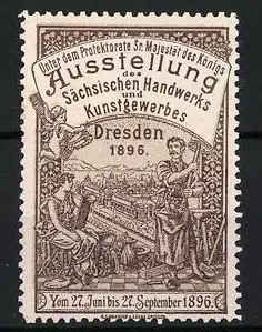 Reklamemarke Dresden, Ausstellung des Sächsischen Handwerks 1896, Handwerker mit Werkzeugen